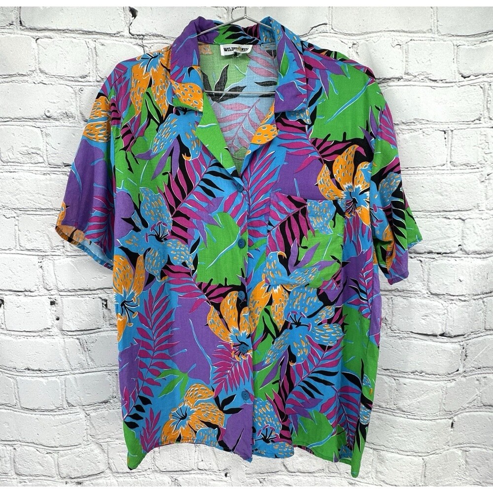 Vintage Wild Honey Top Women's Medium?? Check Measurements Hawaiian Tropical 90s